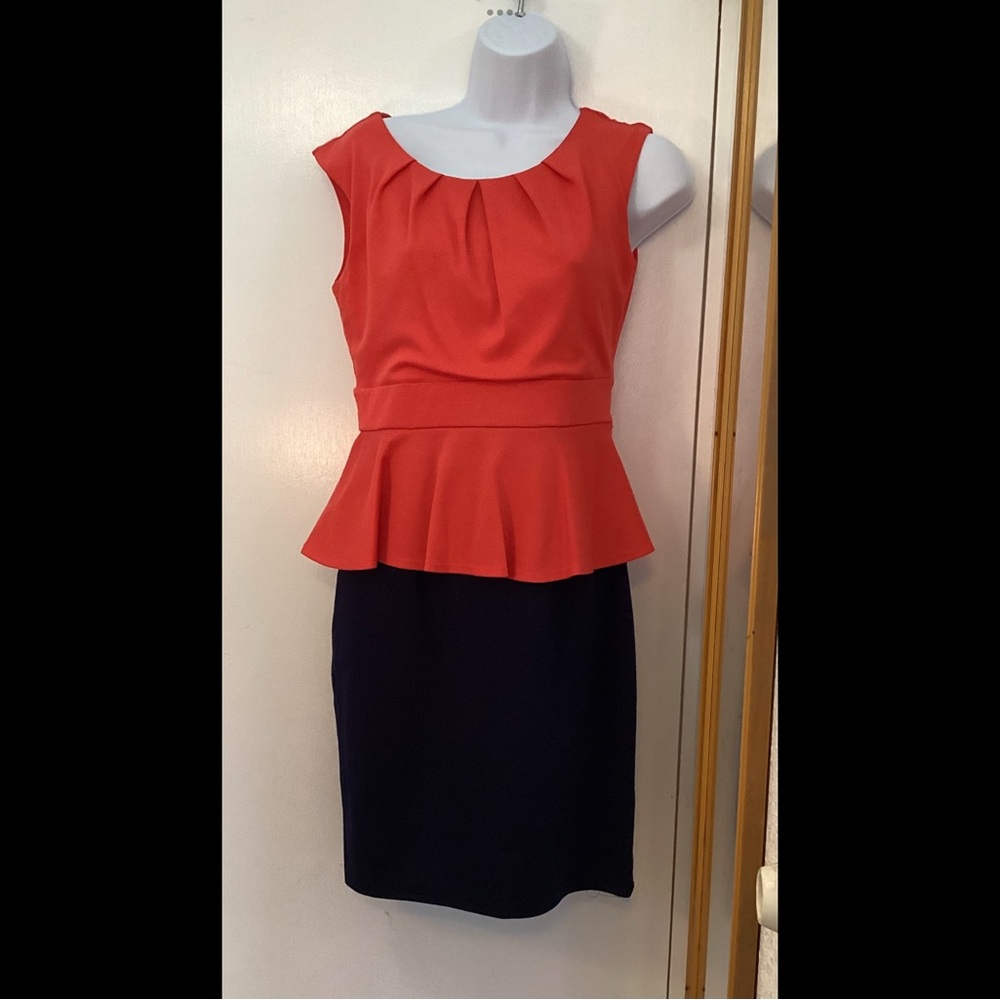 Red and Black Peplum Dress